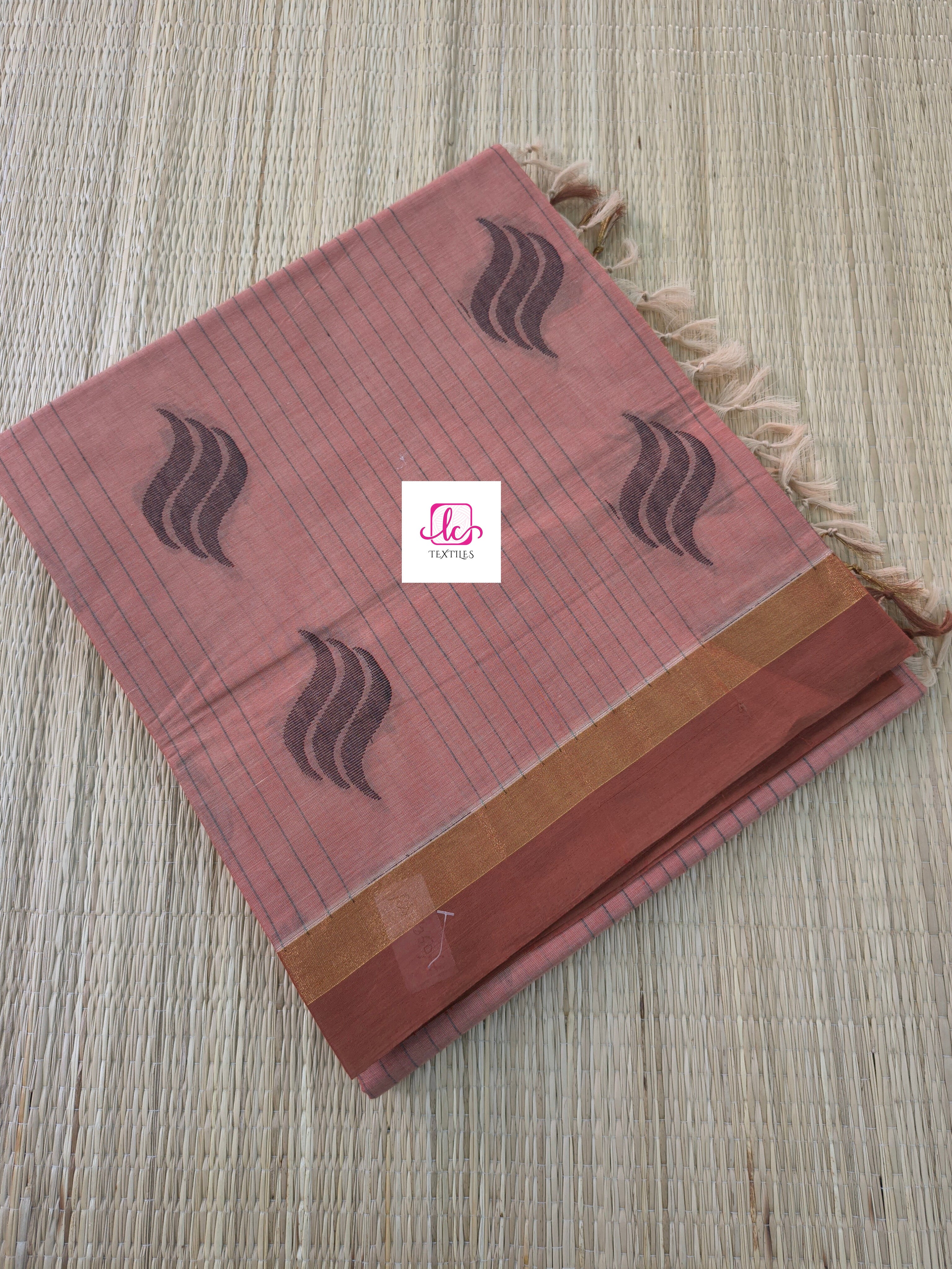 Negamam Cotton Saree Muted Salmon Pink