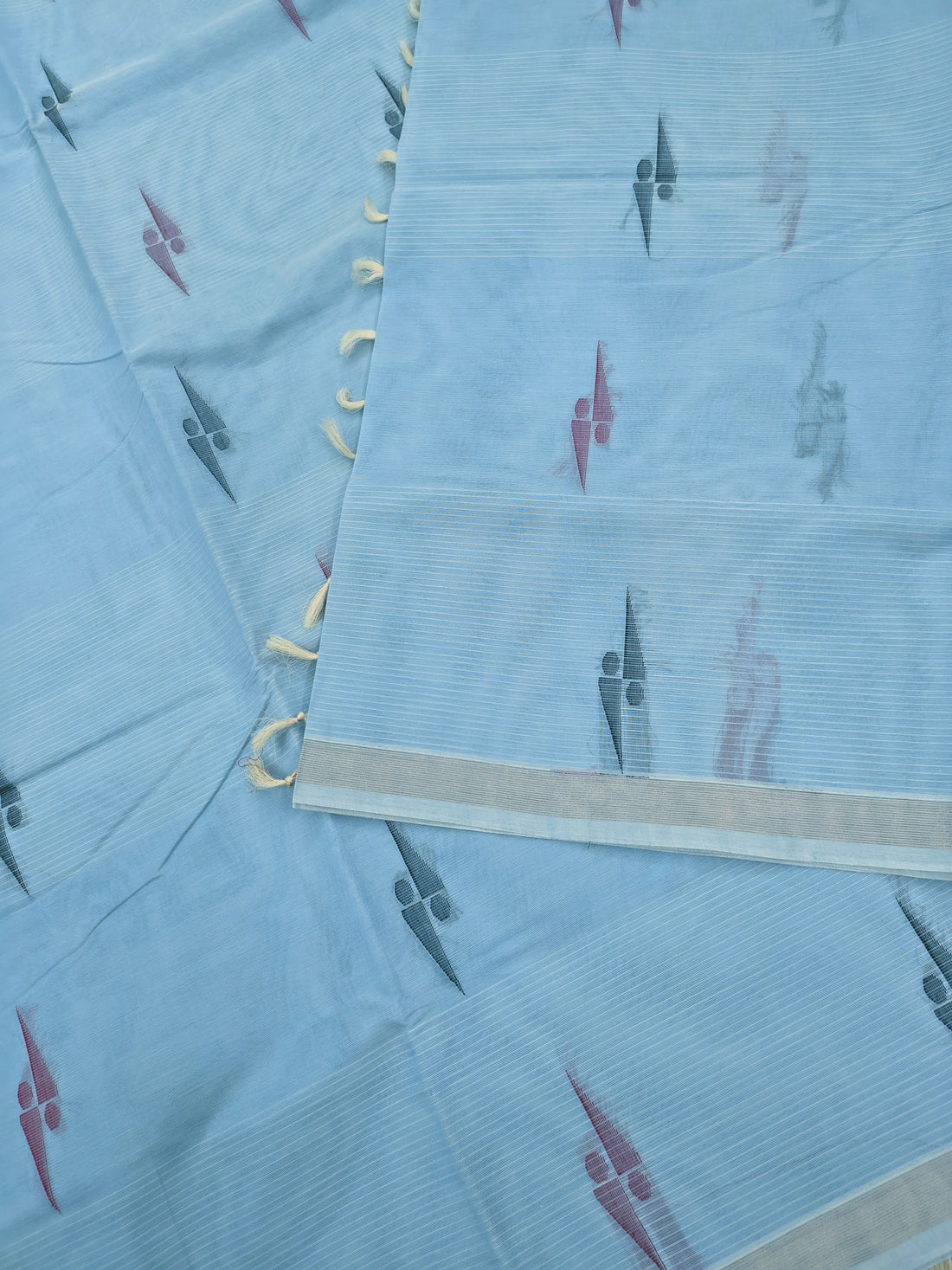Negamam Cotton Saree ocean blue grey