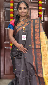 Banana pith silk saree Deep charcoal 