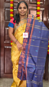 Banana pith silk saree Yellow