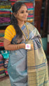 Banana pith silk saree ash blue 