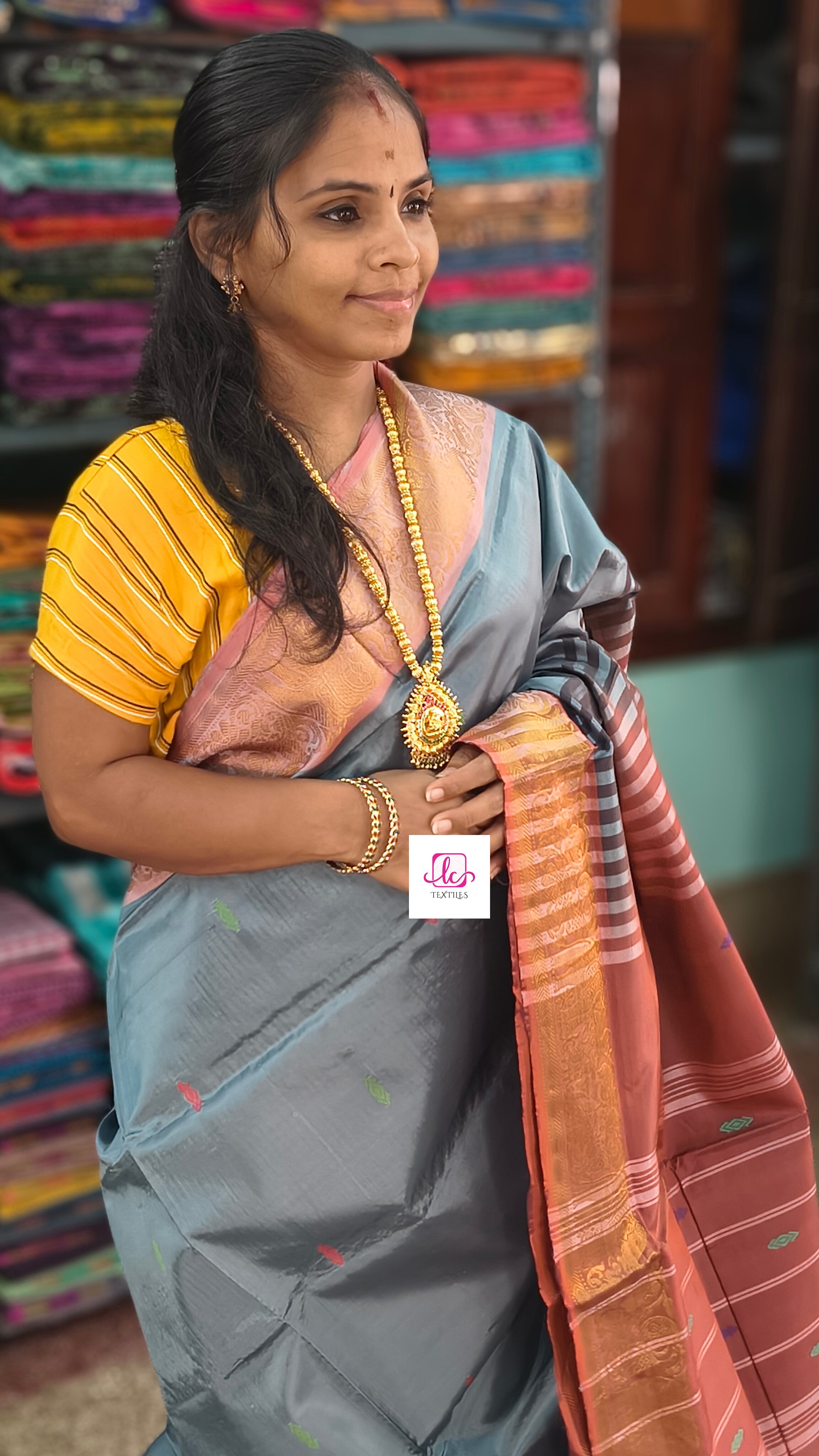 Banana pith silk saree Cement grey 