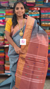 Banana pith silk saree Cement grey 
