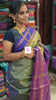 Banana pith silk saree - Green mixed blue dual tone-BPS03