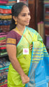 Banana pith silk saree Parrot green