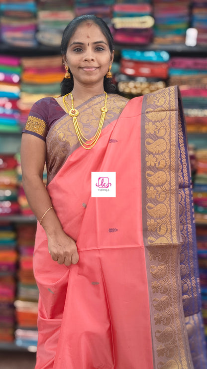Banana pith silk saree - peach-BPS08