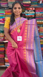 Banana pith silk saree mejantha pink