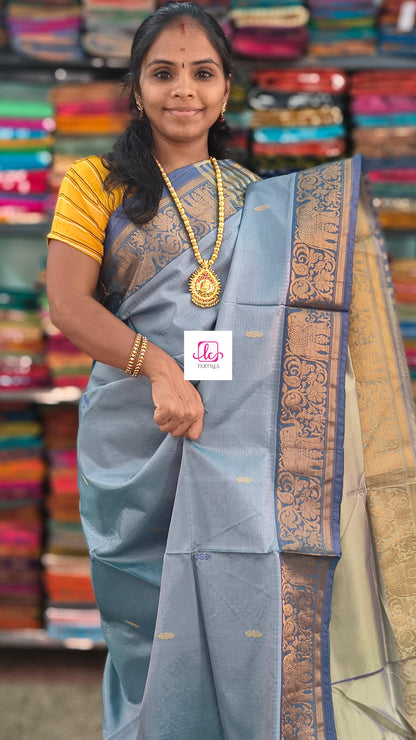 Banana pith silk saree Ash blue 