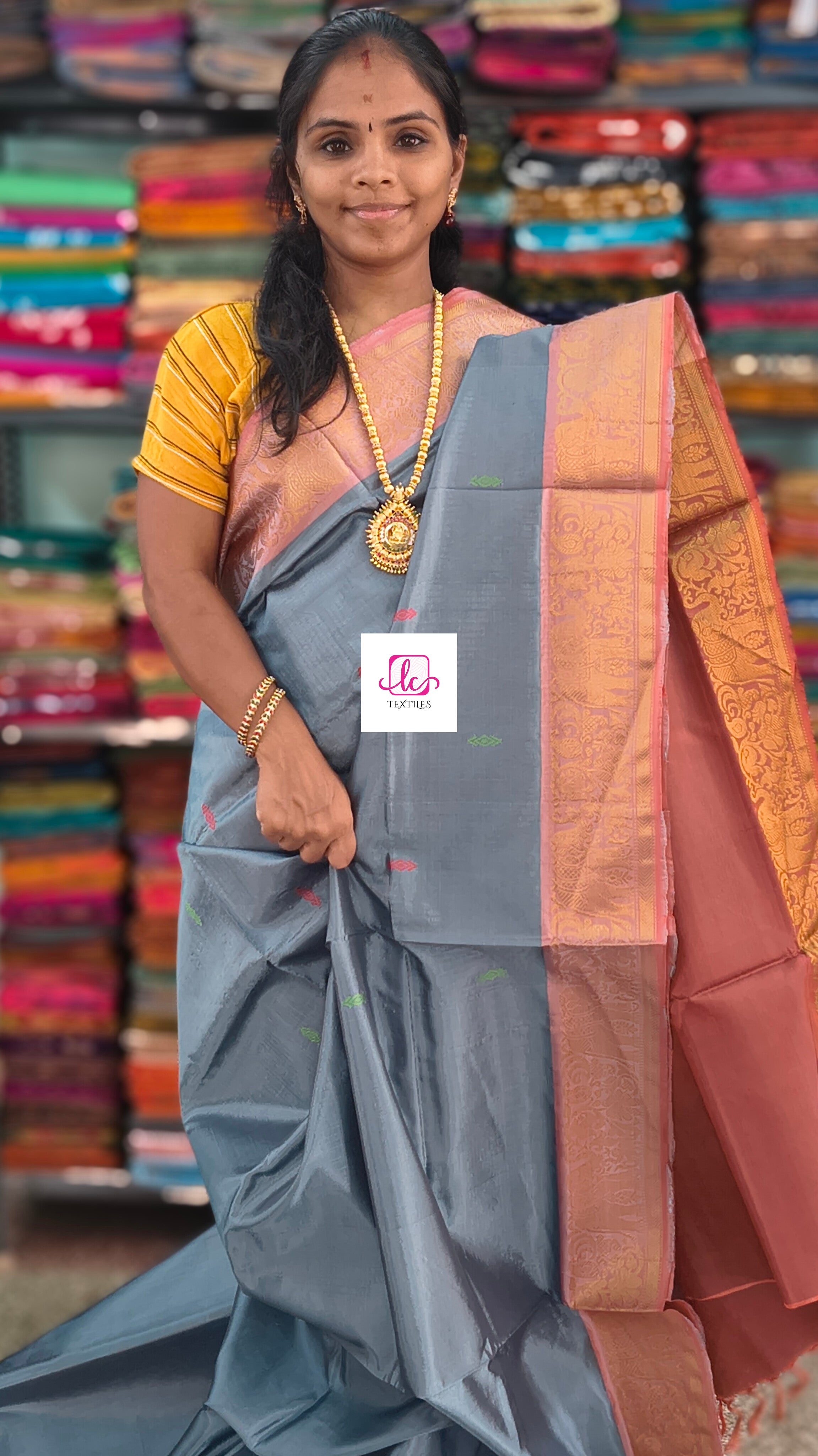 Banana pith silk saree Cement grey 