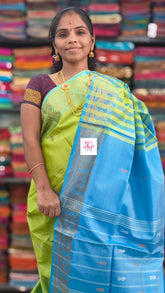 Banana pith silk saree Parrot green