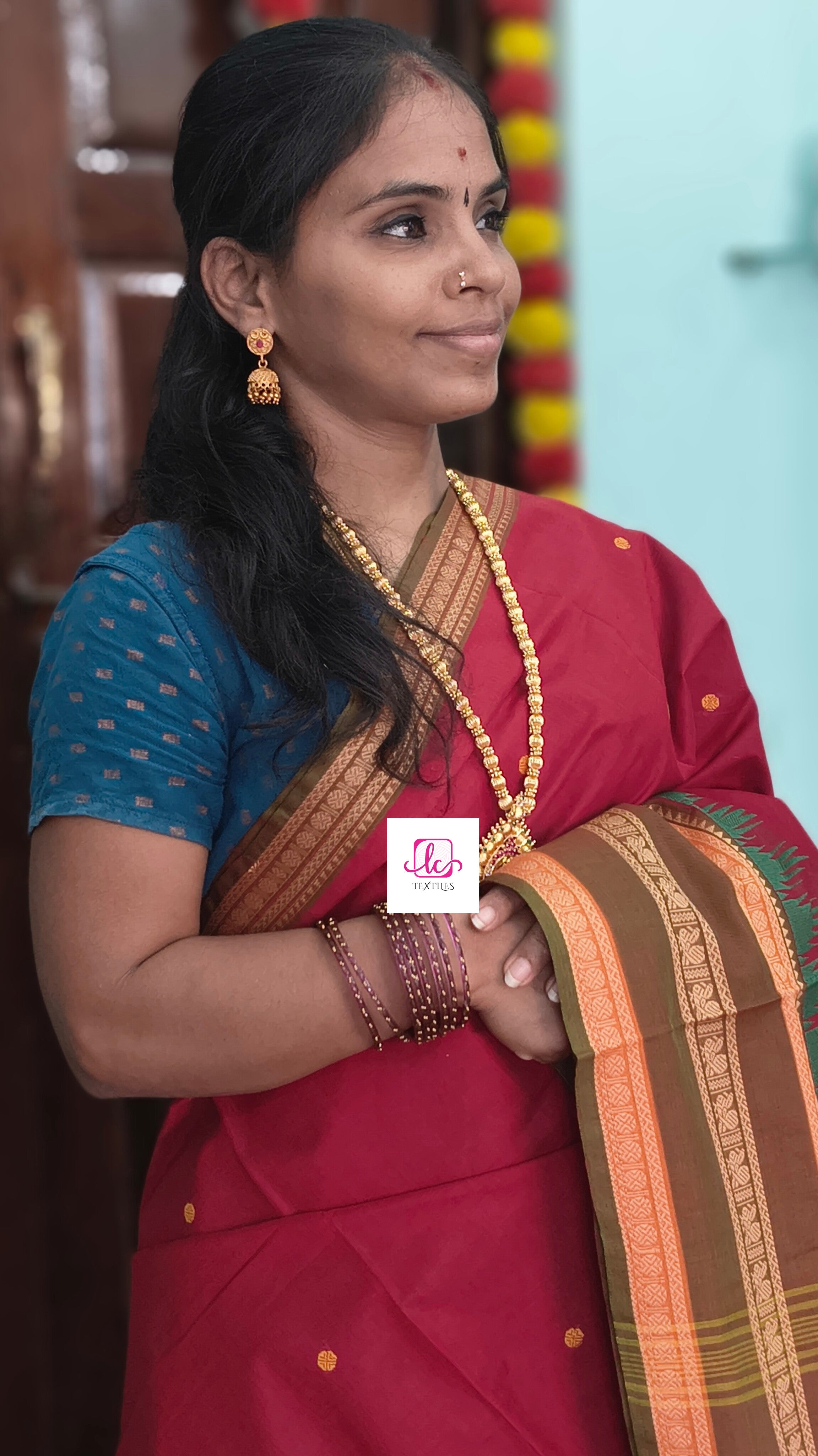 Chettinad Cotton Office Wear Deep maroon red