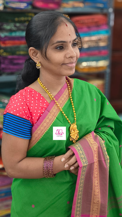 Chettinad Cotton Office Wear Bright leaf green green