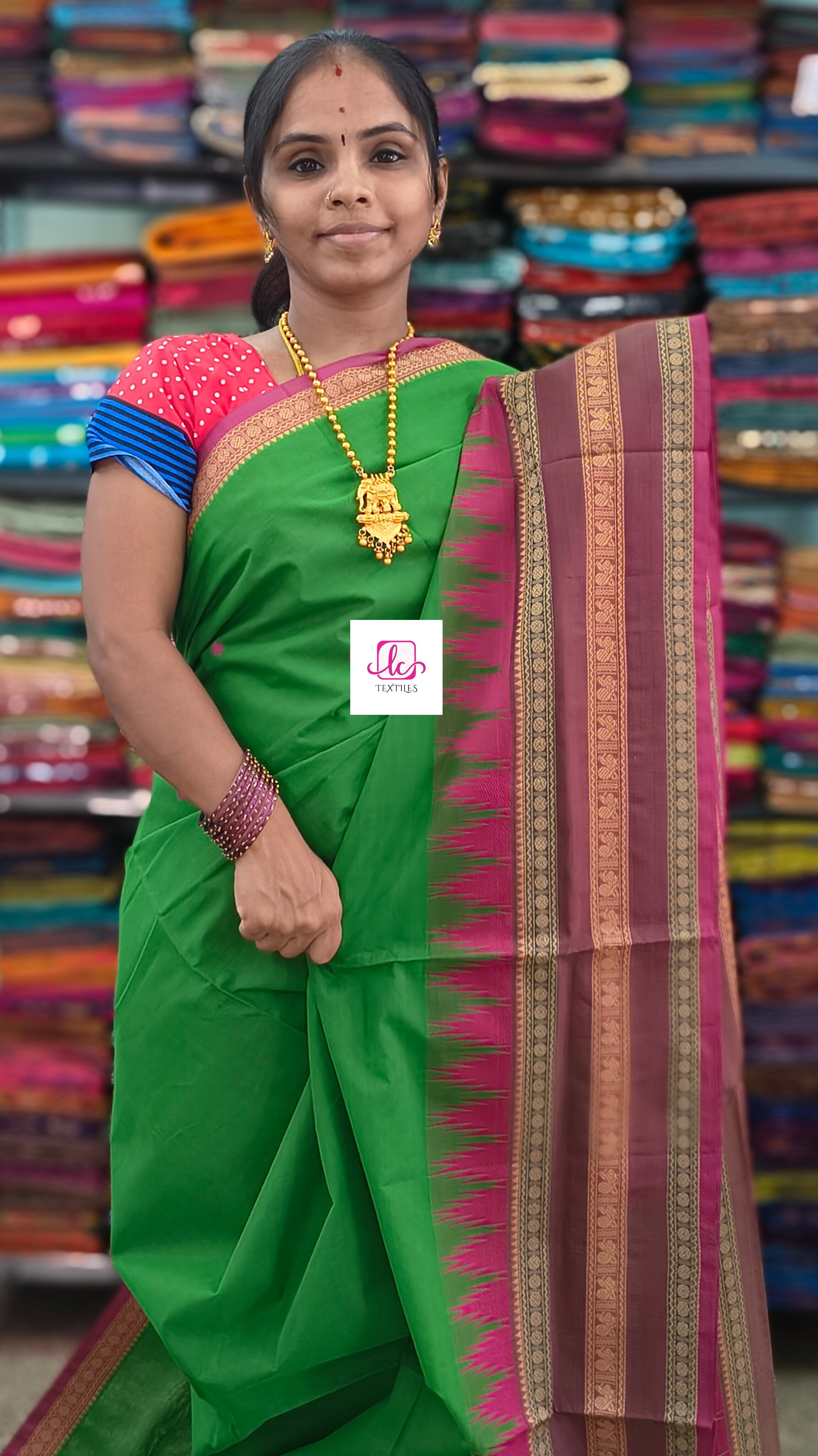 Chettinad Cotton  Office Wear Bright leaf green 