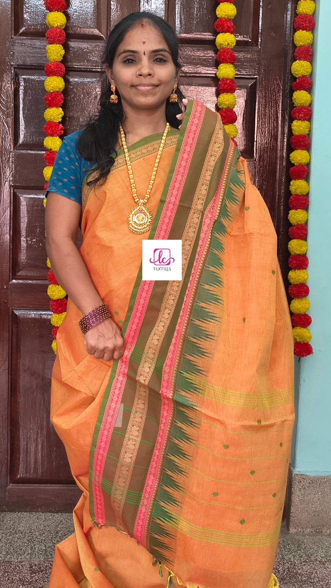 Chettinad Cotton Office Wear Bright mustard orange 
