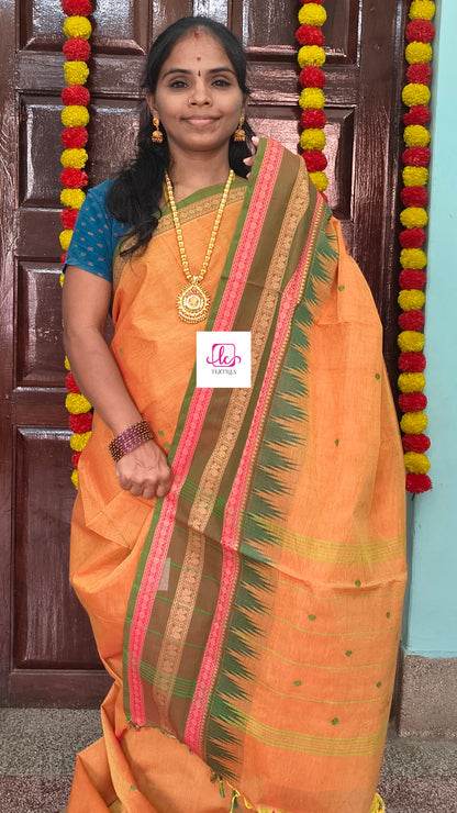 Chettinad Cotton Office Wear Bright mustard orange 
