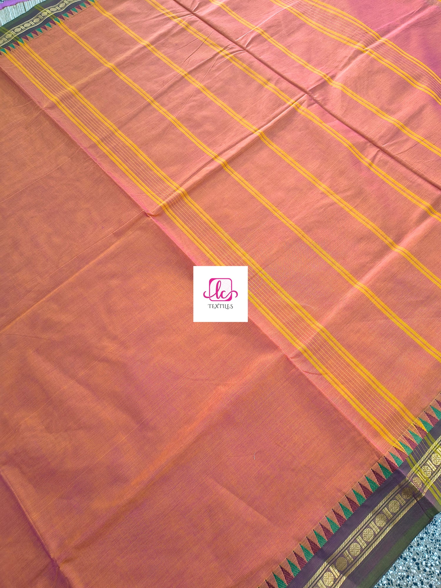 Chettinad Cotton Office Wear Yellow mixed pink