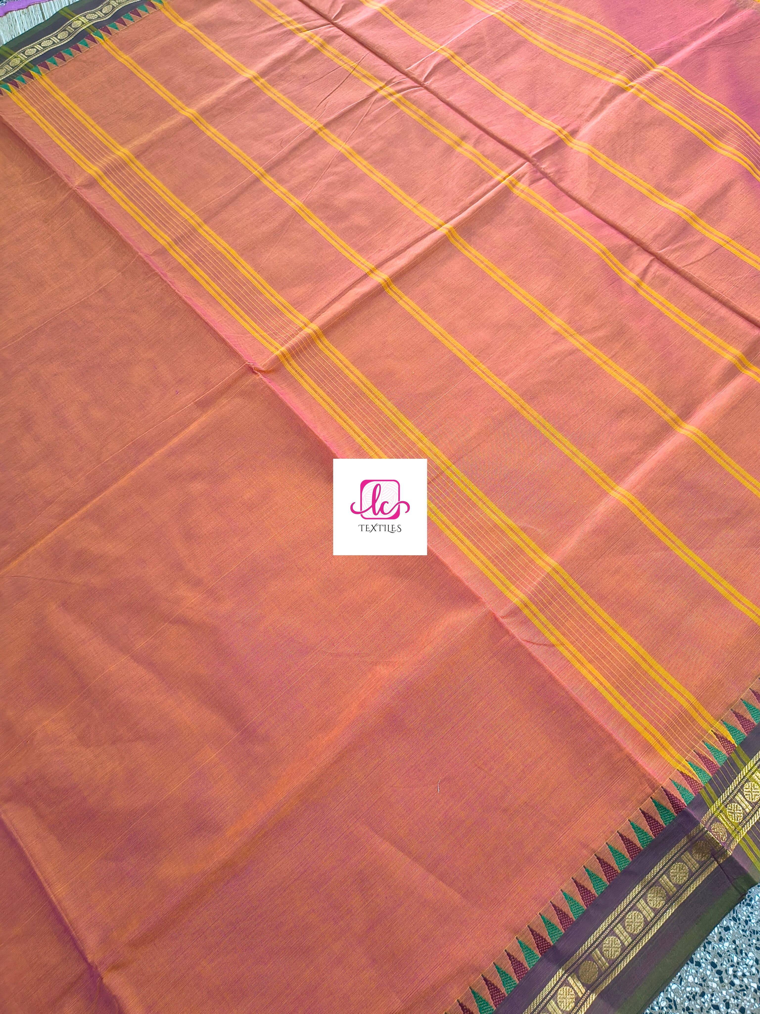 Chettinad Cotton Office Wear Yellow mixed pink