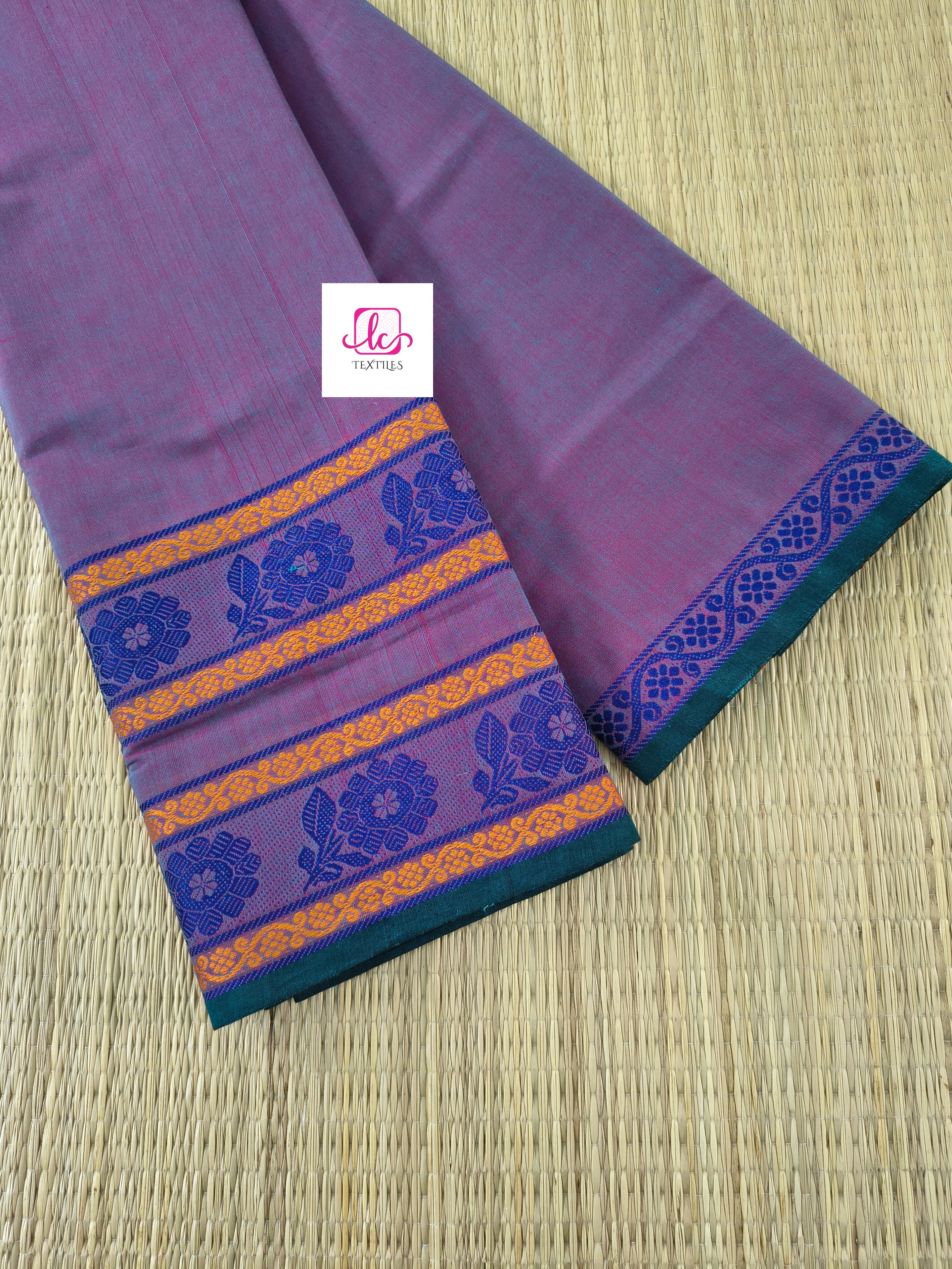 Chettinad Cotton  Office Wear Pink mixed blue 