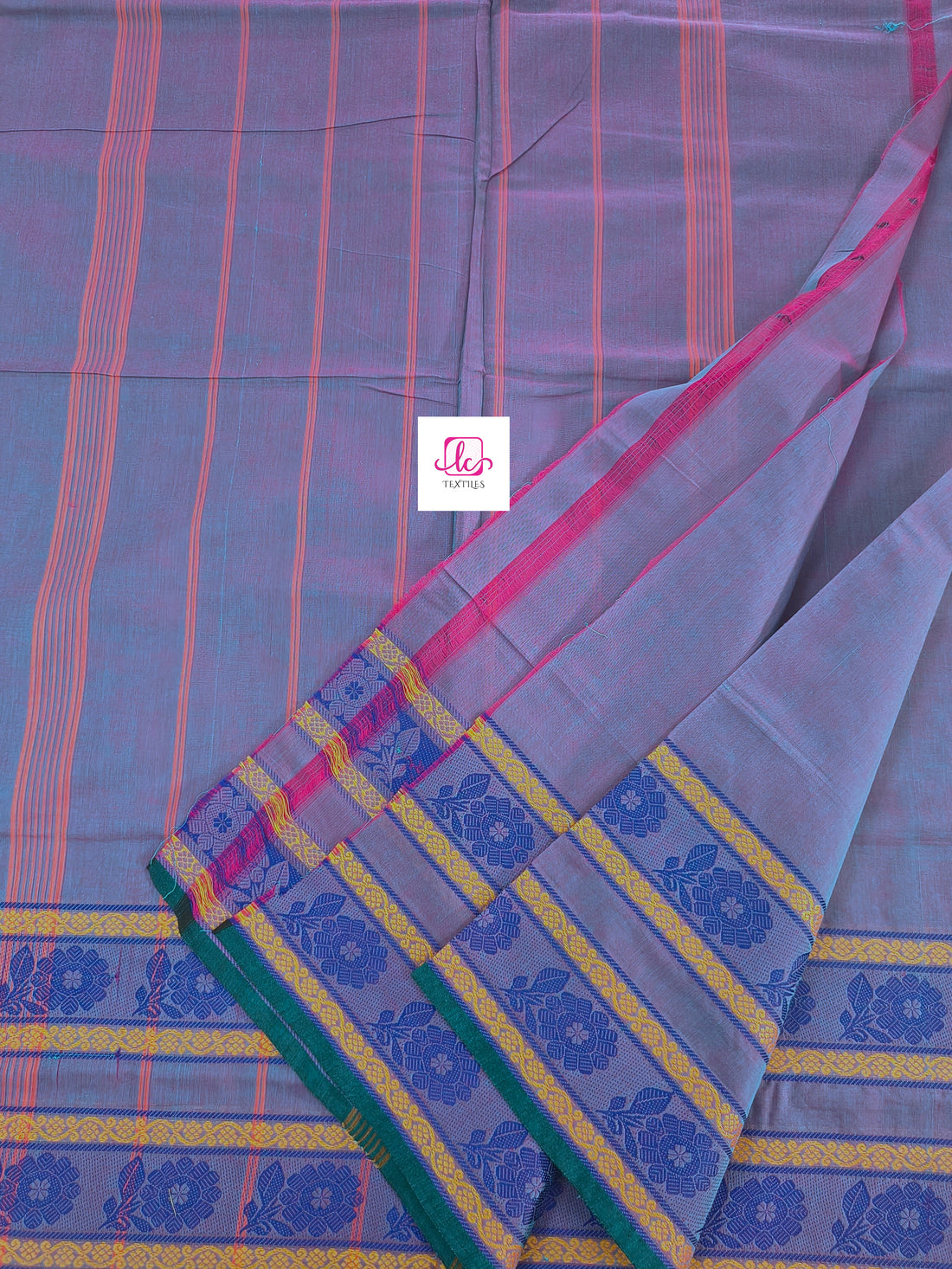 Chettinad Cotton Office Wear Pink mixed blue 