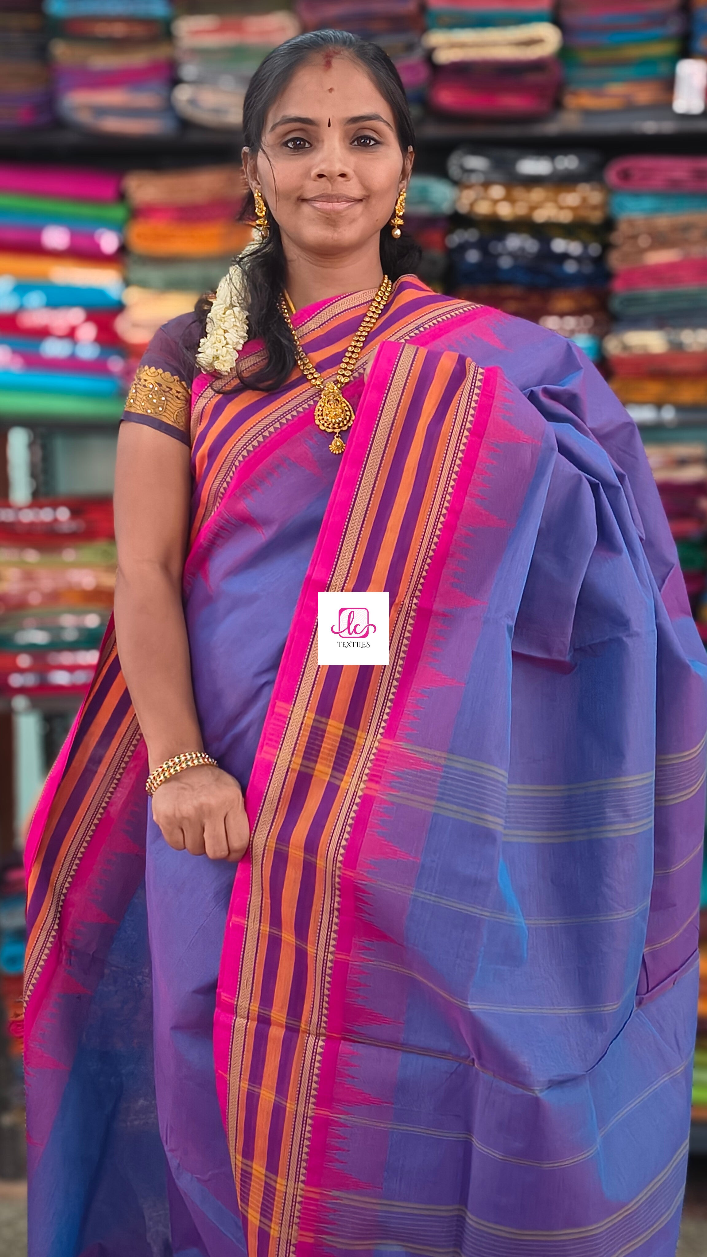 Chettinad Cotton  Office Wear Sky blue mixed pink dual tone