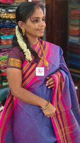 Chettinad Cotton  Office Wear Sky blue mixed pink dual tone