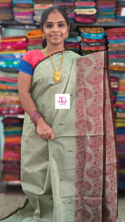 Chettinad Cotton Office Wear Soft sage green