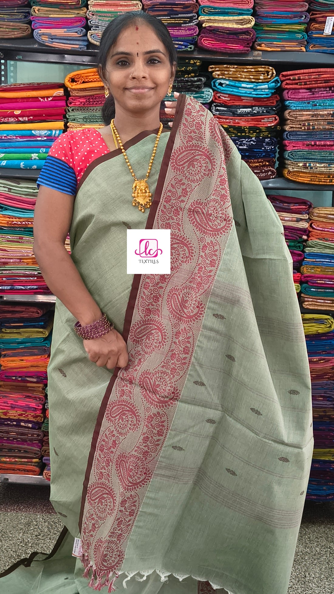 Chettinad Cotton Office Wear Soft sage green