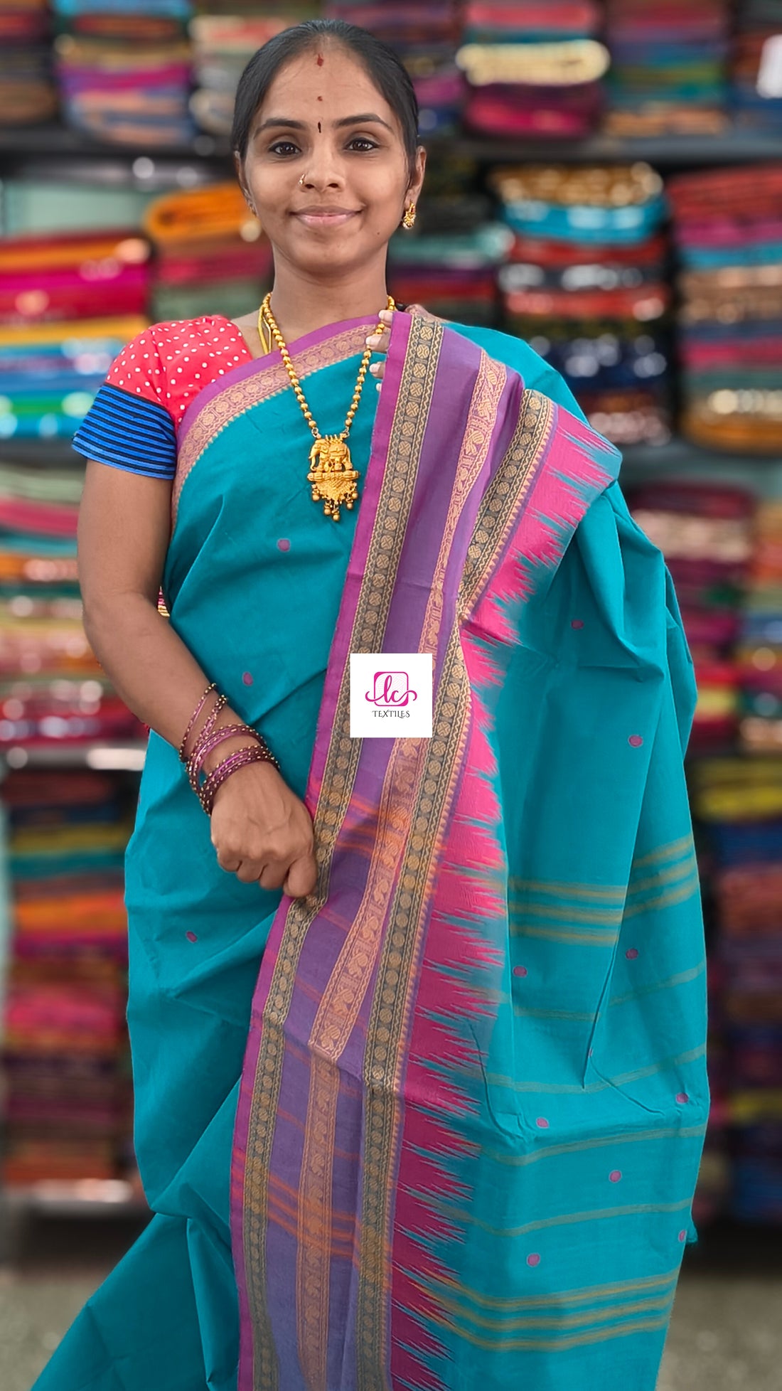 Chettinad Cotton Office Wear Teal blue