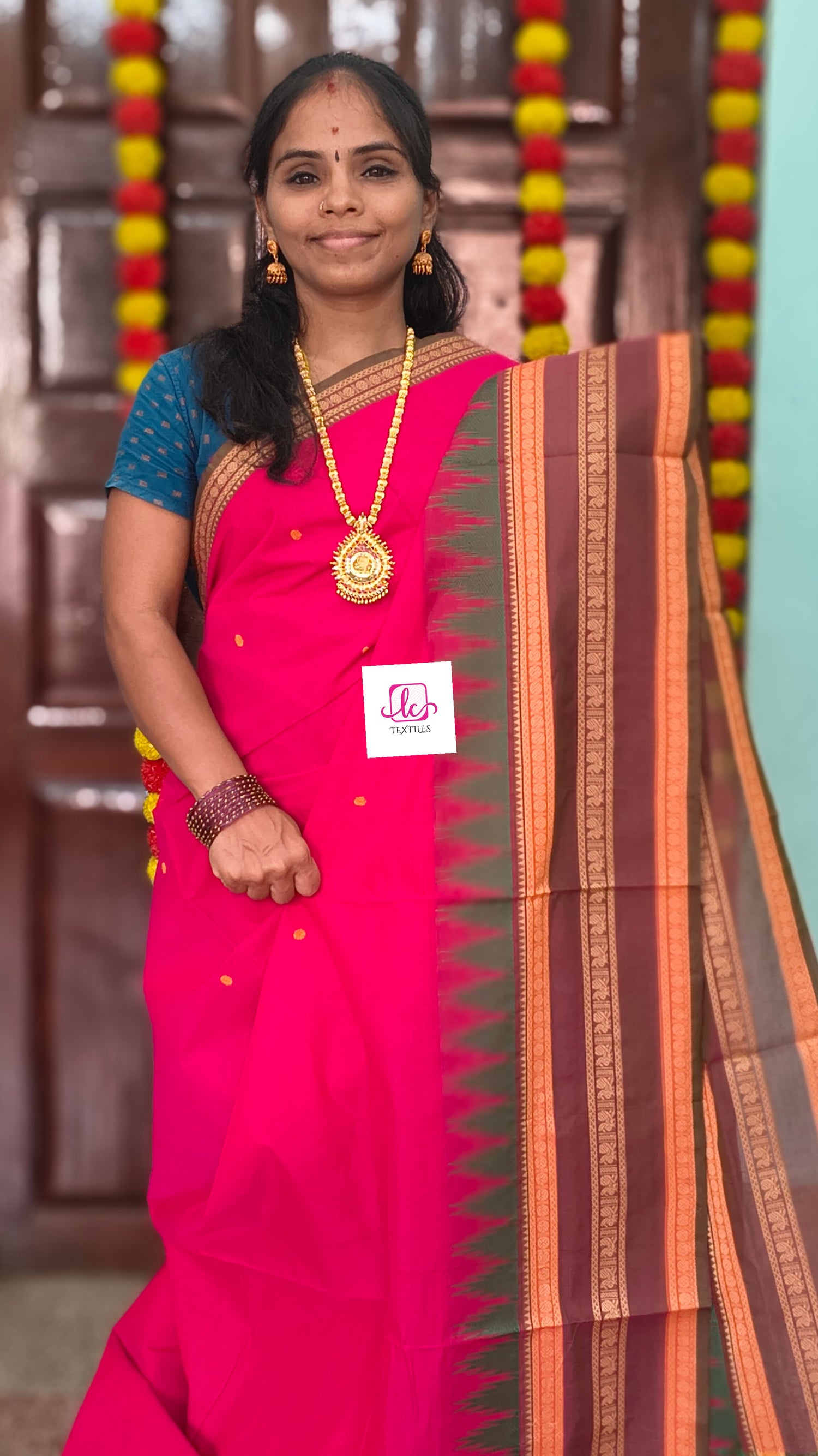 Chettinad Cotton Office Wear Redish pink