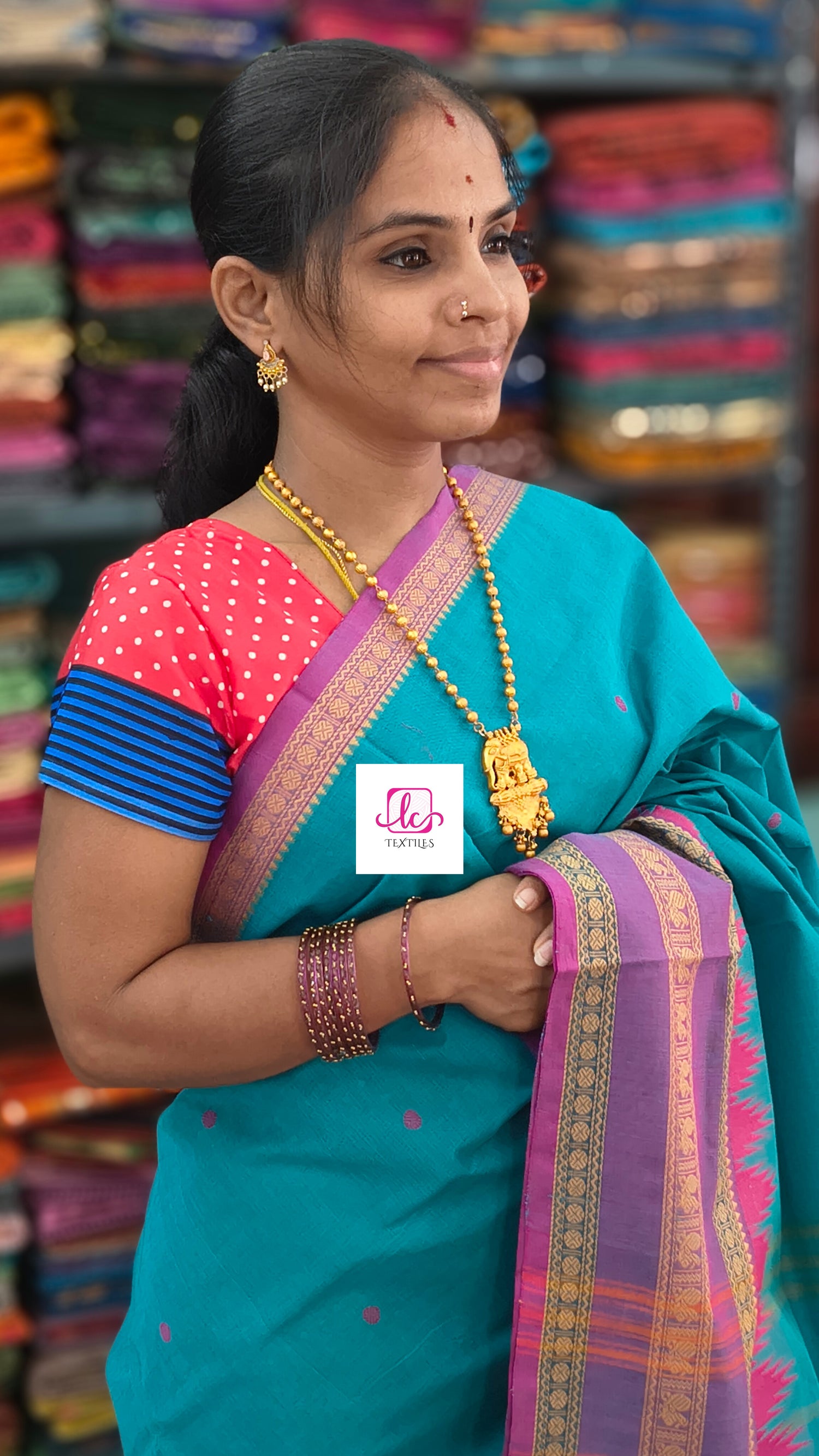 Chettinad Cotton Office Wear Teal blue