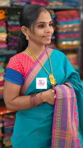 Chettinad Cotton Office Wear Teal blue