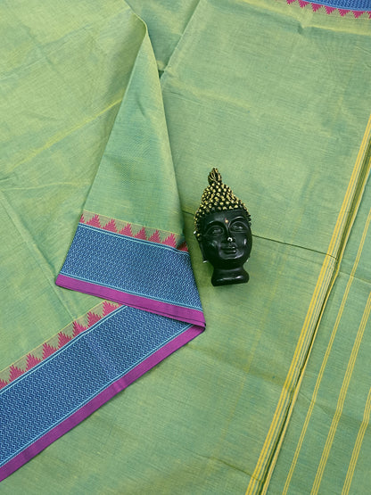 Chettinad Cotton  Office Wear Green Mixed Blue Dual Tone