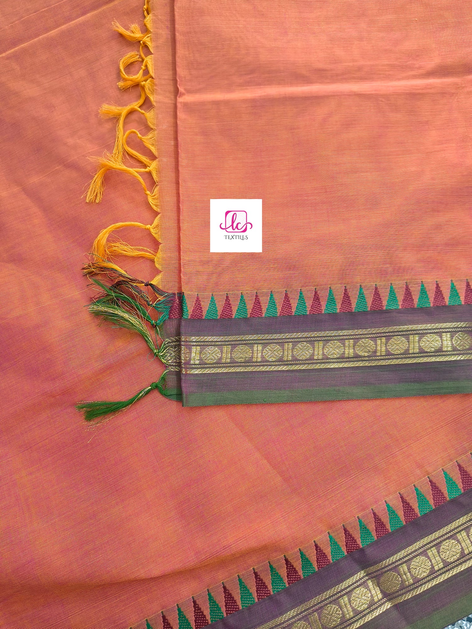 Chettinad Cotton Office Wear Yellow mixed pink