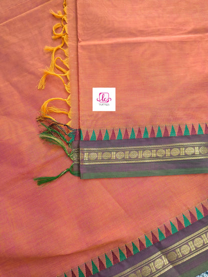 Chettinad Cotton Office Wear Yellow mixed pink