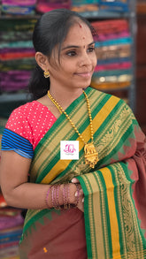 Chettinad Cotton Office Wear Red mixed green dual tone