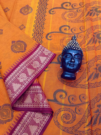 Chettinad Cotton Printed Orange 