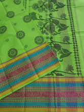 Chettinad Cotton Printed Neon  green
