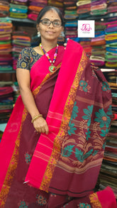 Chettinad Cotton Printed maroon 