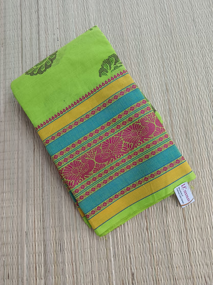Chettinad Cotton Printed Neon  green
