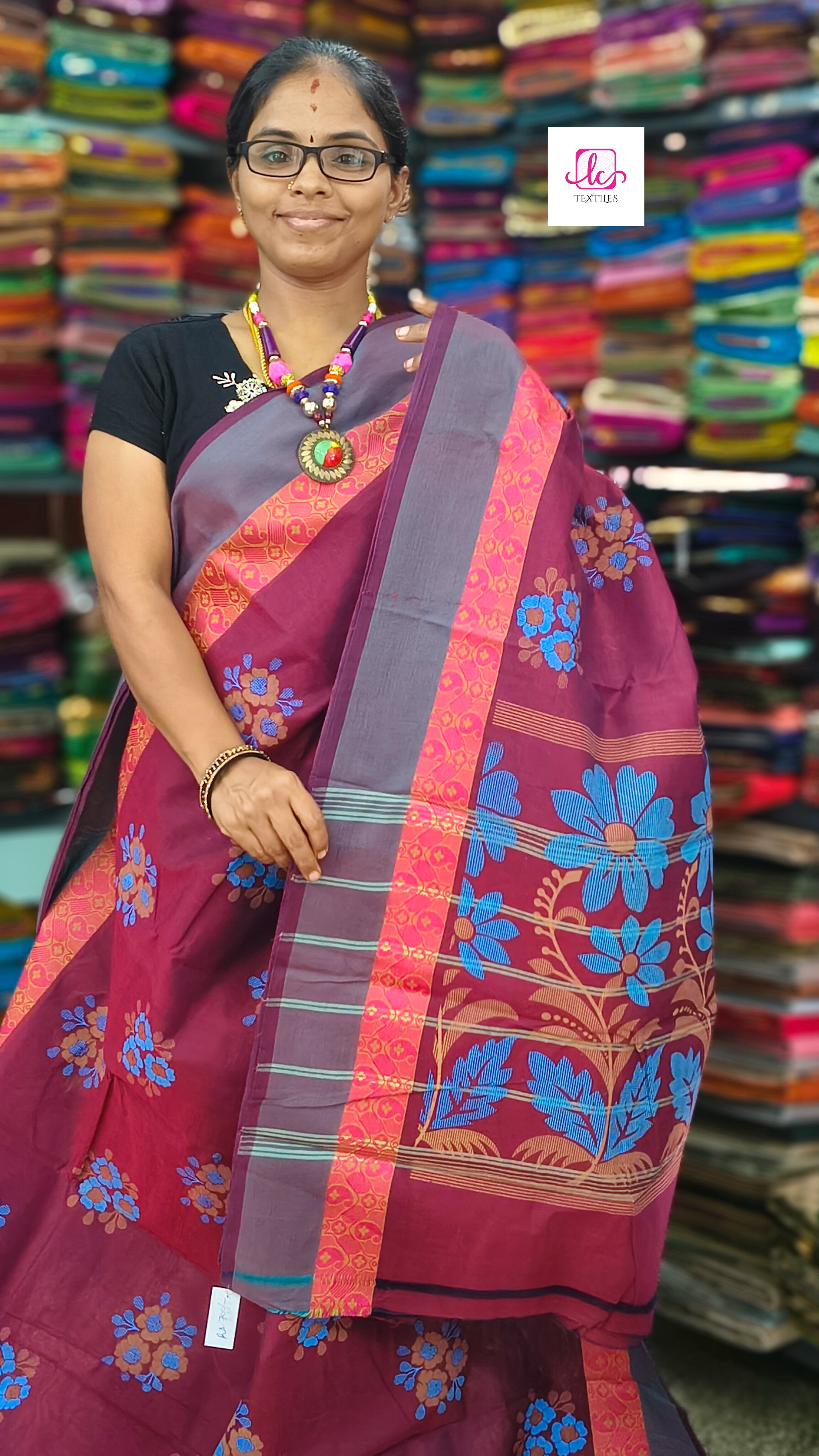 Chettinad Cotton Printed Maroon