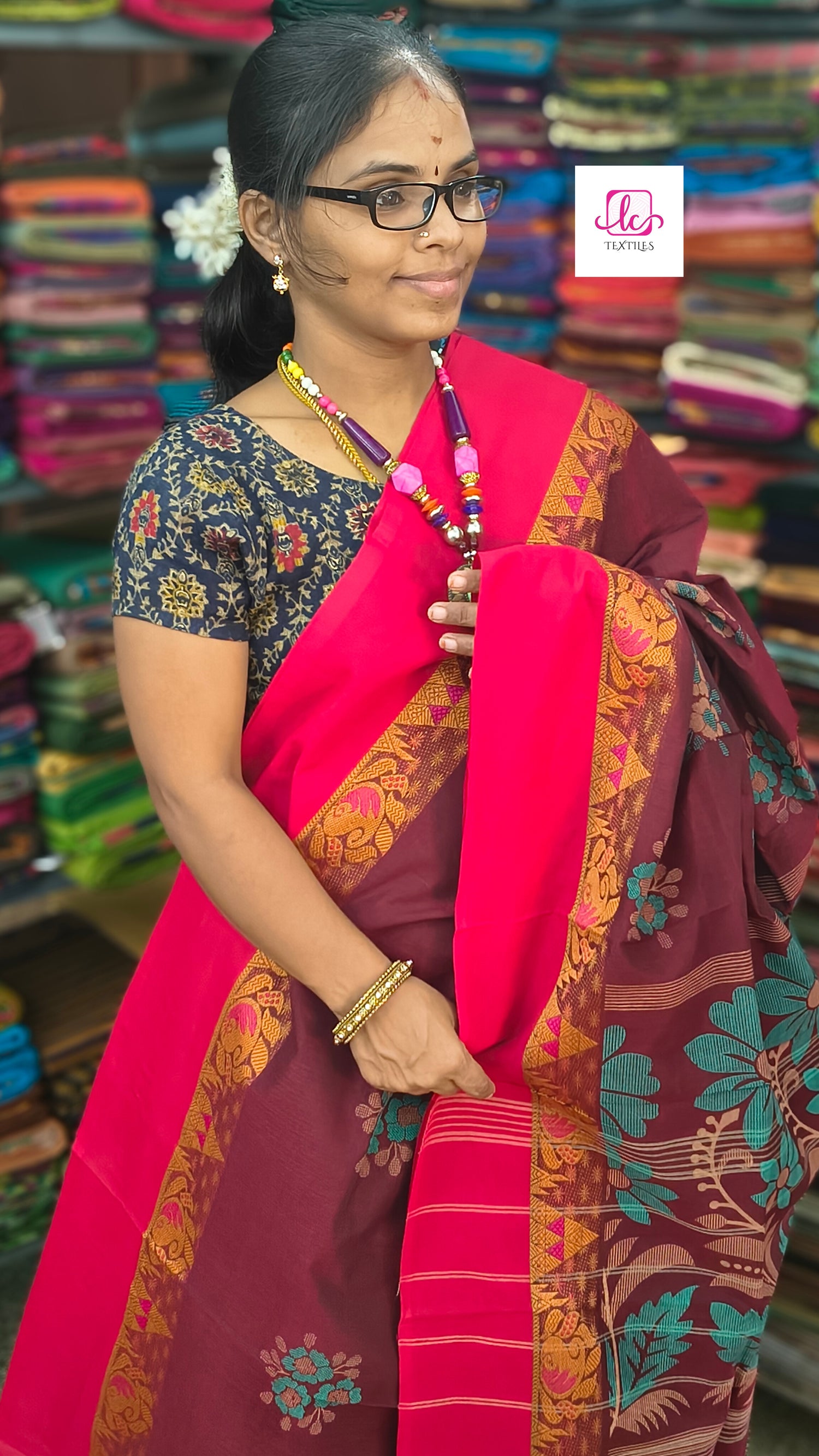 Chettinad Cotton Printed maroon 