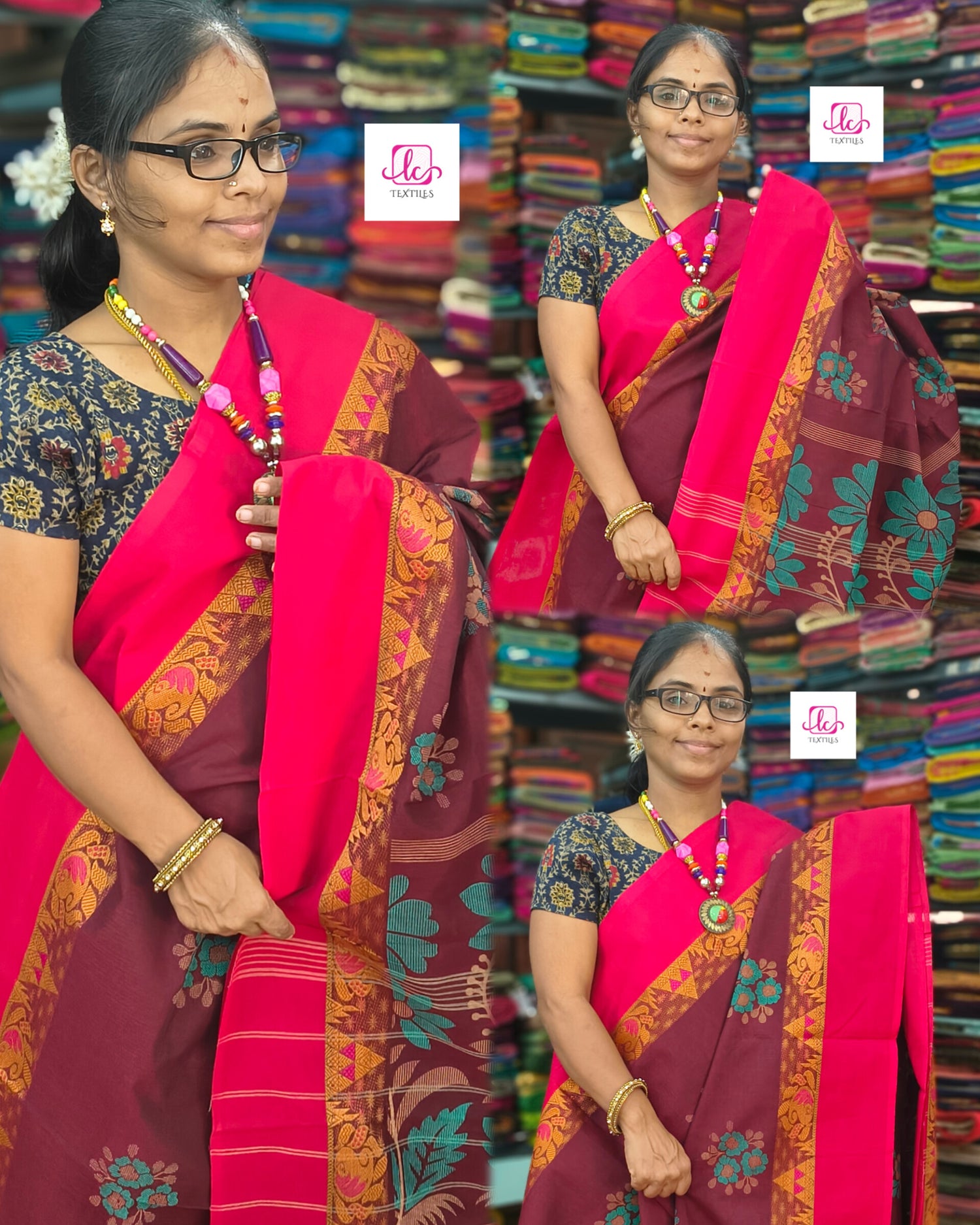 Chettinad Cotton Printed maroon
