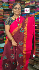 Chettinad Cotton Printed maroon