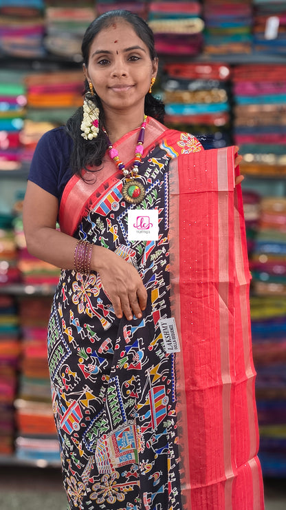 Fancy saree Dola silk saree Black