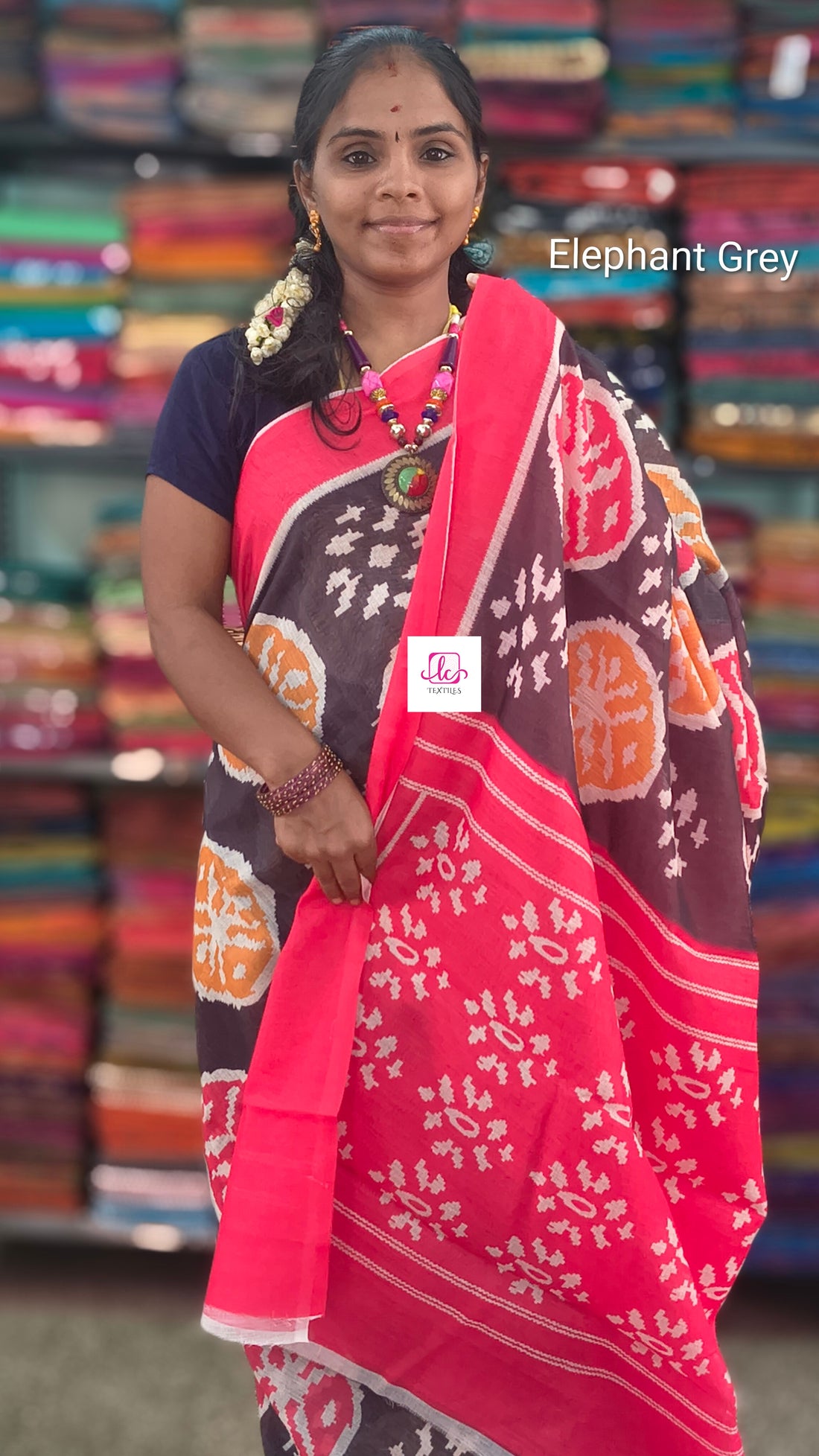 Fancy saree Linen saree Elephant Grey