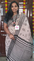 Fancy saree Madhubani cotton Ash beige