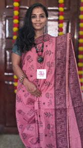 Fancy saree Madhubani cotton Dusty Rose