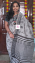 Fancy saree Madhubani cotton Grey