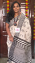 Fancy saree Madhubani cotton Half white