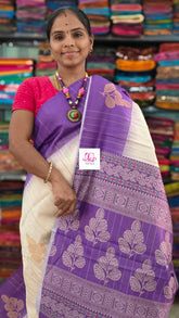 Fancy saree Semi tussar Half white